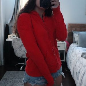 Peace Love World Orange Zip- Up